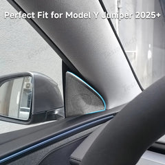 Stainless Steel Front Door Triangle Speaker Covers for Tesla Model Y Juniper 2025+ - T-Launch