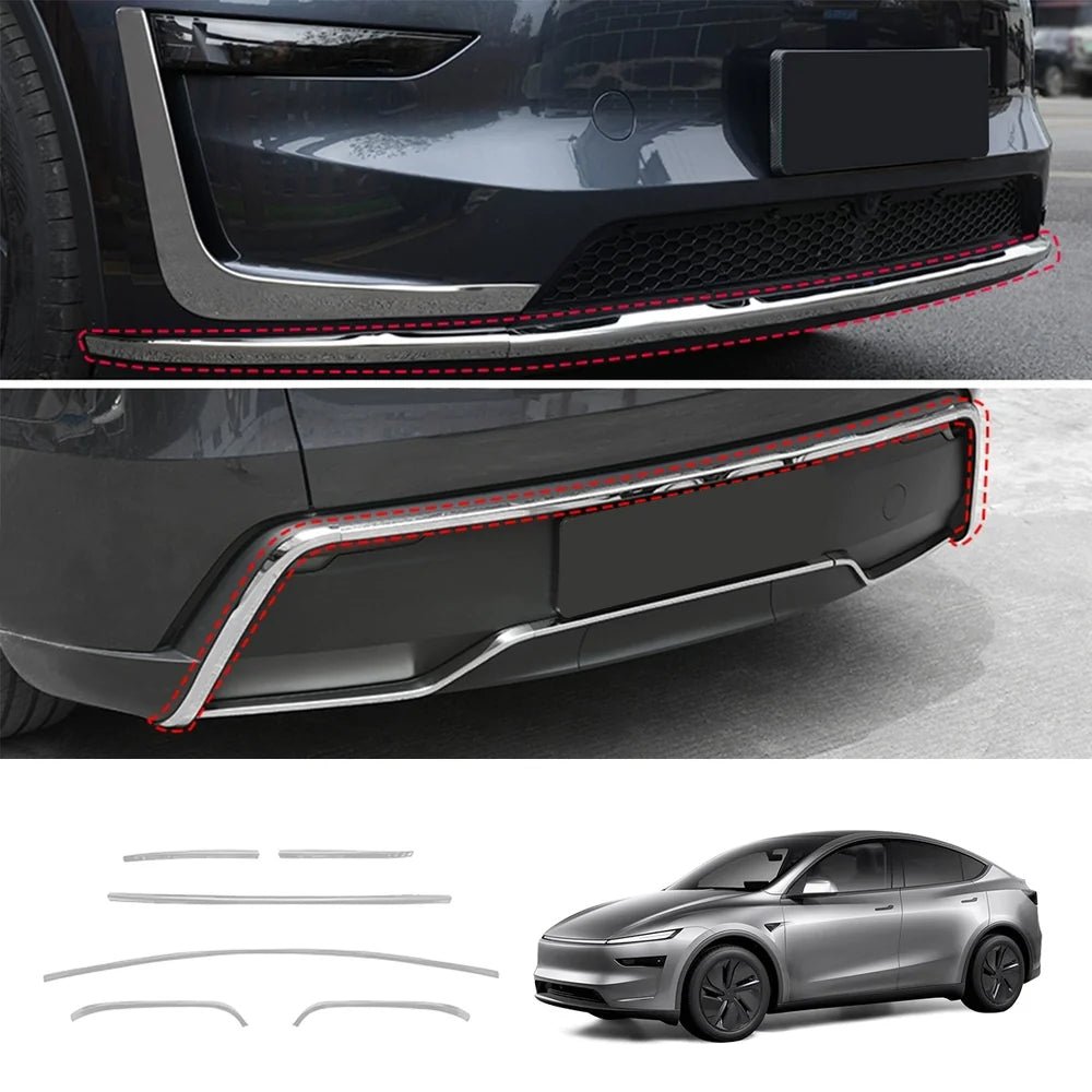 Stainless Steel Front & Rear Bumper Protector Trim for Tesla Model Y Juniper 2025+ - T-Launch
