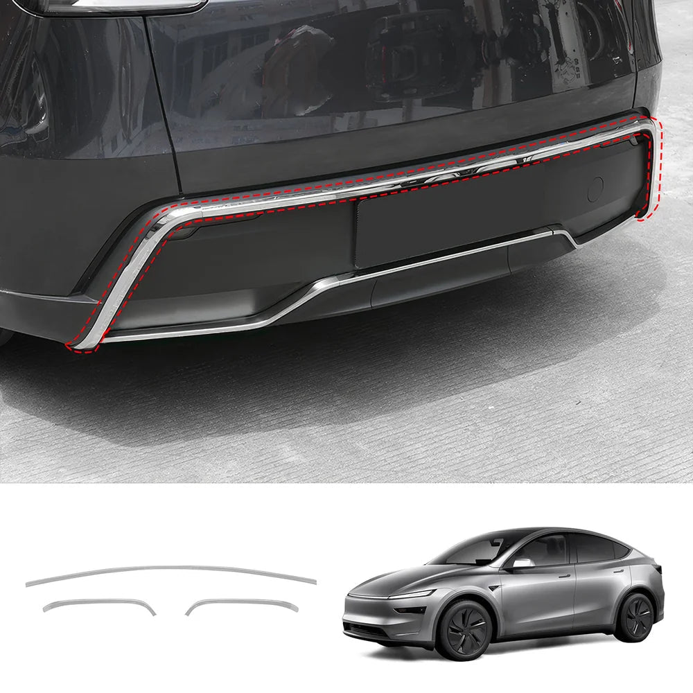 Stainless Steel Front & Rear Bumper Protector Trim for Tesla Model Y Juniper 2025+ - T-Launch
