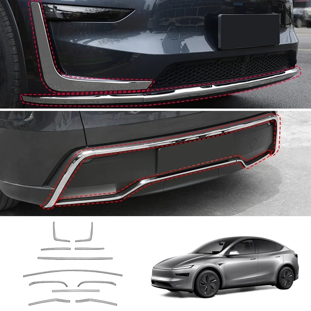 Stainless Steel Front & Rear Bumper Protector Trim for Tesla Model Y Juniper 2025+ - T-Launch