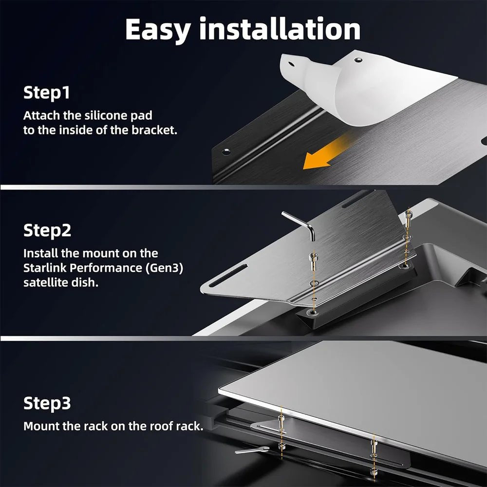 Stainless Steel Roof Rack Mount for Starlink Performance (Gen 3) - T-Launch