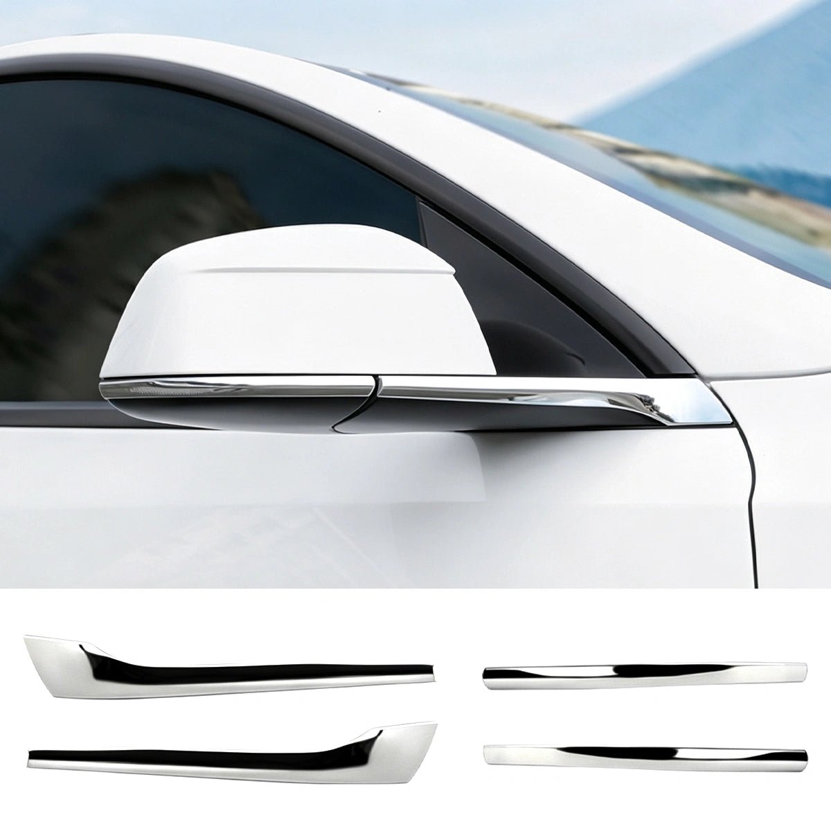 Stainless Steel Side Mirror Anti-Scratch Edge Protector Trim for Tesla Model Y Juniper 2025+/Model Y L 2026+ - T-Launch
