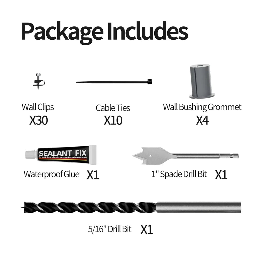 Starlink Cable Routing Kit with Wall Pass-Through Grommet – 1" Drill Bit Included for Gen 2/3 Dish & Mini Ethernet - T-Launch