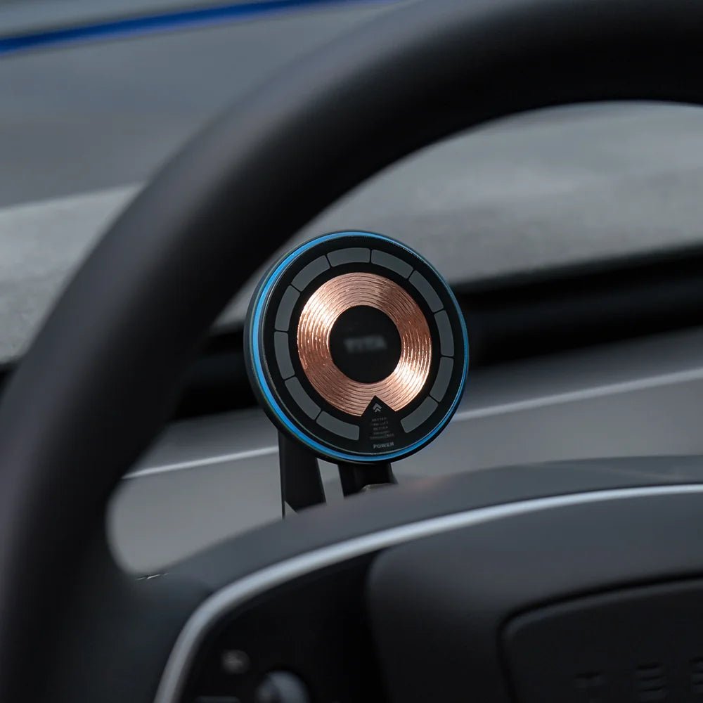 Steering Wheel Magnetic MagSafe Wireless Charging Phone Holder for Tesla Model 3 Highland Standard 2025+ - T-Launch