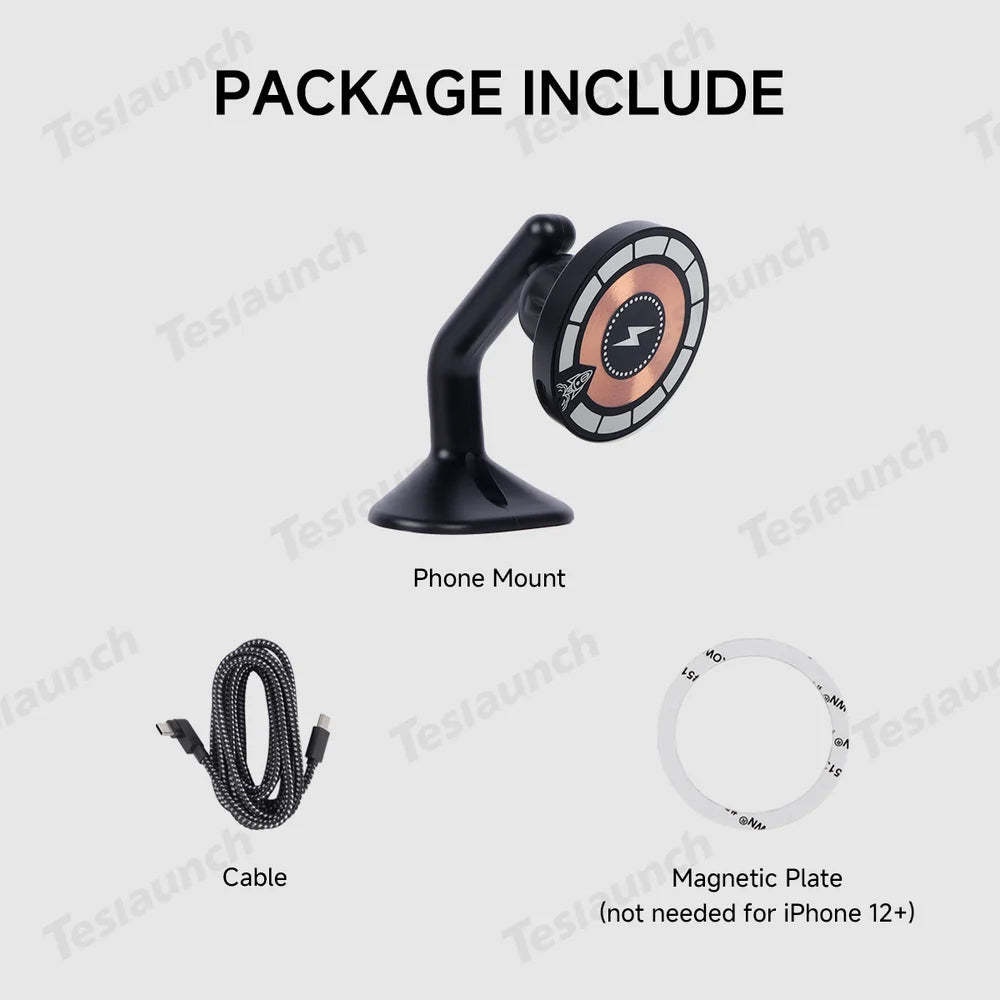 Steering Wheel Magnetic Magsafe Wireless Charging Phone Holder For Tesla Model 3/Y(2017-2025) - T-Launch