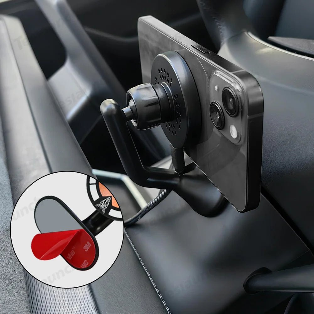 Steering Wheel Magnetic Magsafe Wireless Charging Phone Holder For Tesla Model 3/Y(2017-2025) - T-Launch