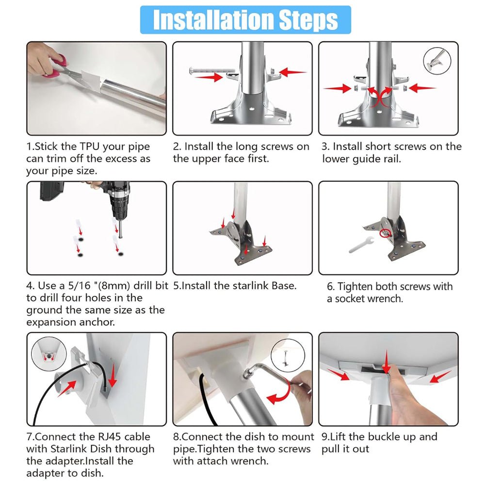 Straight Pipe Roof Mount Kit for Starlink Gen 3 - T-Launch
