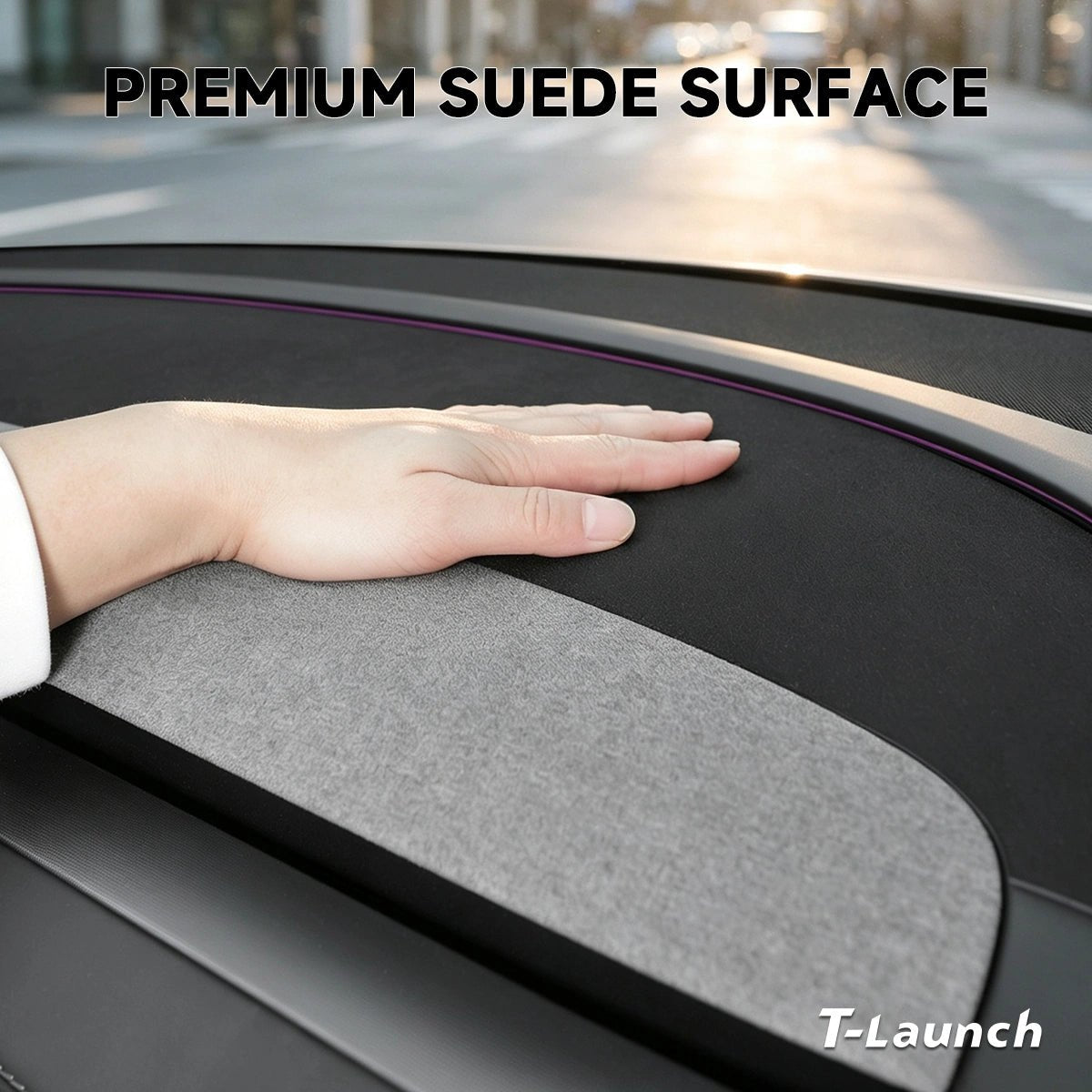 Suede Dashboard Sunshade & Anti-Glare Mat for Tesla Model Y L 2026+ - T-Launch