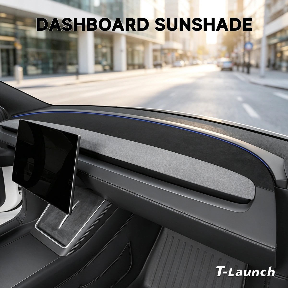 Suede Dashboard Sunshade & Anti-Glare Mat for Tesla Model Y L 2026+ - T-Launch