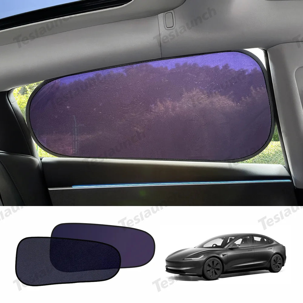 Static Cling Mesh Insulated Side Window Sunshade For Tesla Model 3
