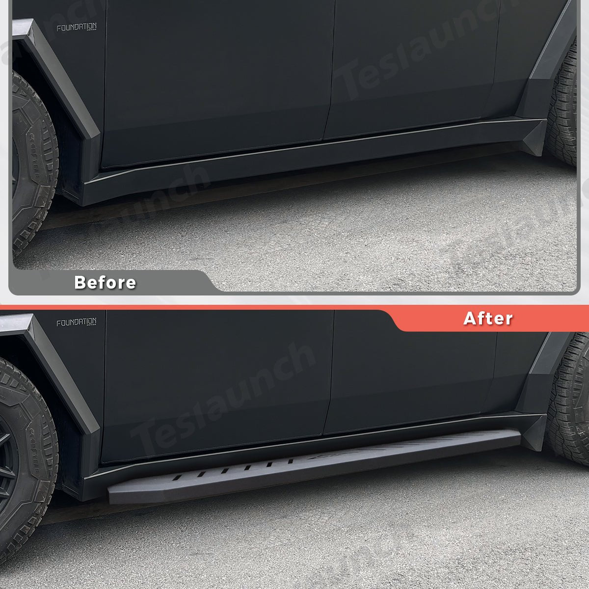 Tesla Cybertruck Running Boards Side Steps - Exterior Brackets Nerf Bars - T-Launch