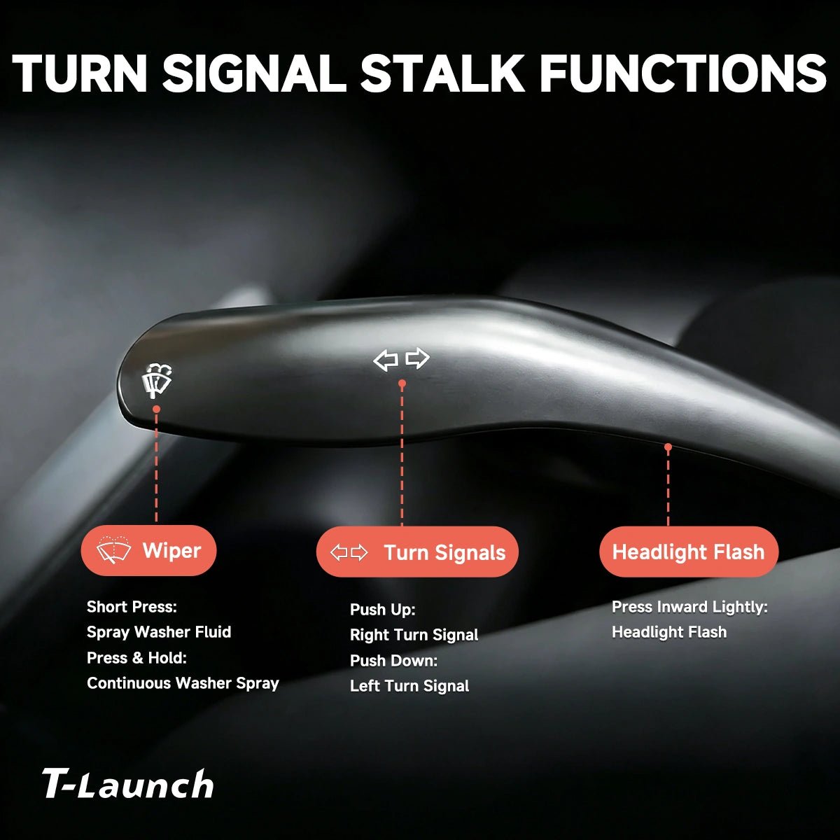 Tesla Model S/X Turn Signal Stalk Retrofit Kit with Gear Shift Lever - T-Launch