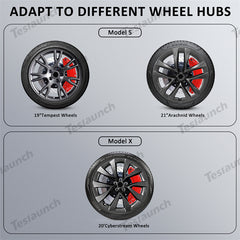 Rojo 2021-2024 Model S/X Cubiertas de pinza de freno (4 piezas) para Tesla