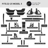 Tesla Carbon Fiber Interior Wrap Kit-dekal för modell 3