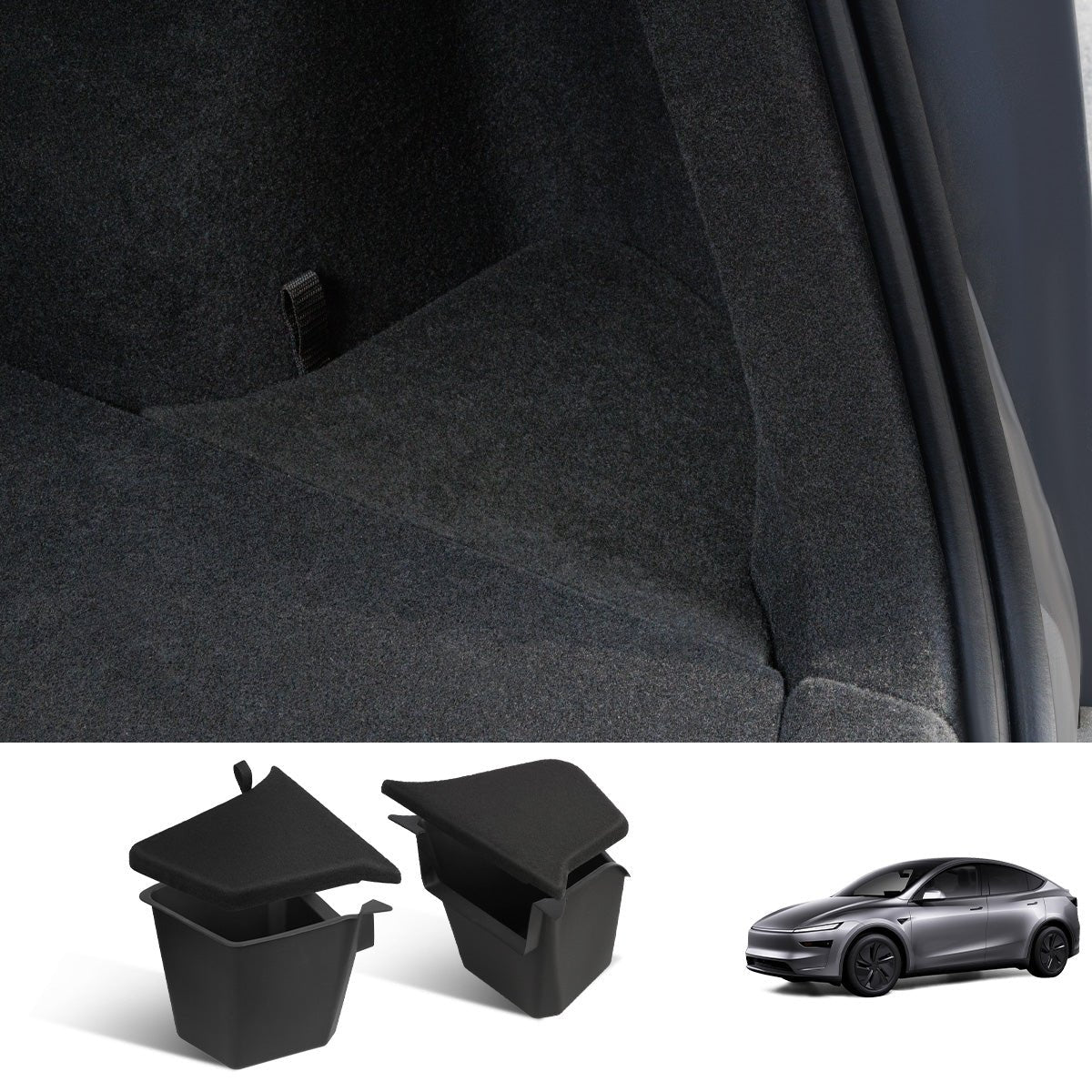TPE Rear Trunk Side Storage Box for Tesla Model Y Juniper 2025+ (2 Pcs) - T-Launch