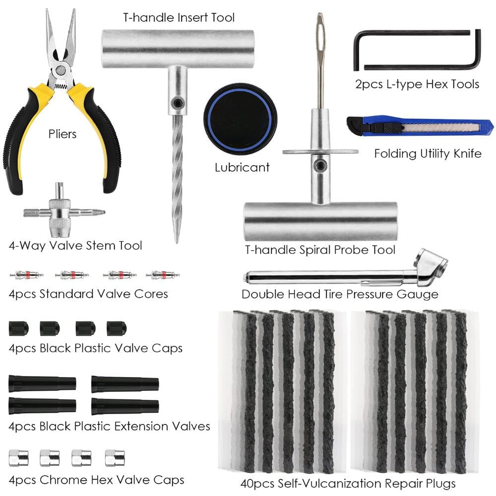 Tubeless Tire Repair Kit - Fits All Cars - T-Launch