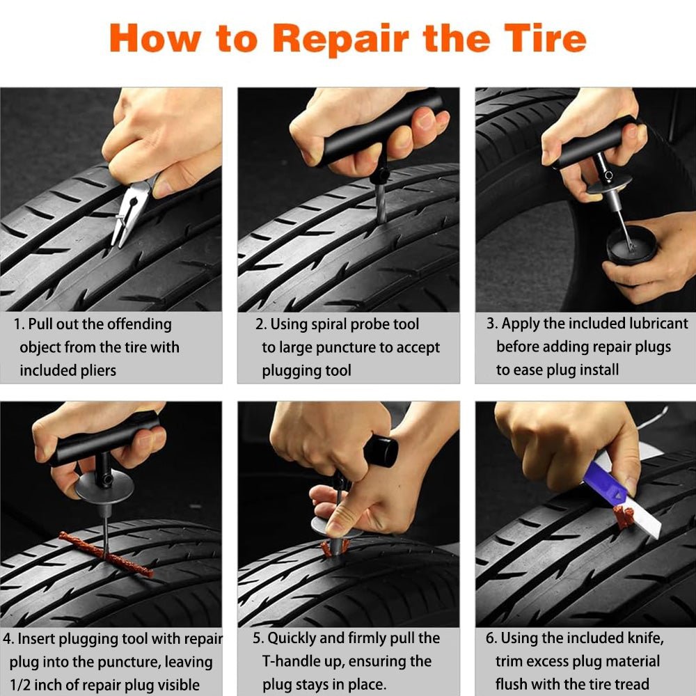 Tubeless Tire Repair Kit - Fits All Cars - T-Launch