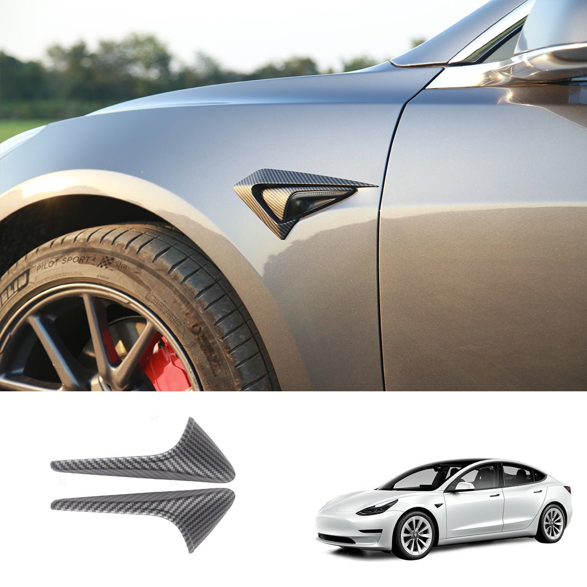 Turn Signal Covers & Blades for Tesla Model 3(2021-2023) - T-Launch