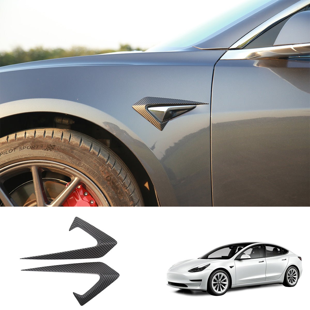Turn Signal Covers & Blades for Tesla Model 3(2021-2023) - T-Launch
