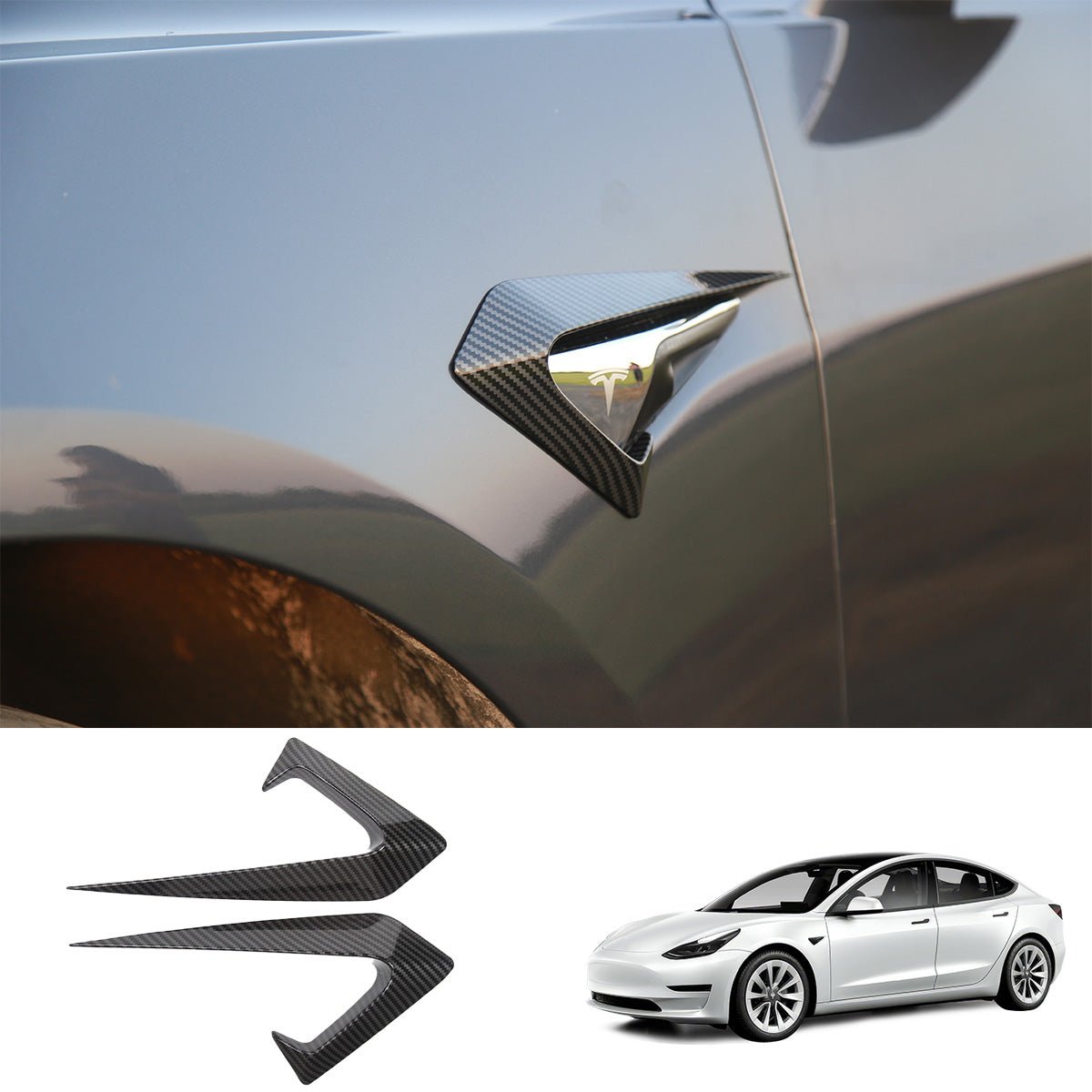 Turn Signal Covers & Blades for Tesla Model 3(2021-2023) - T-Launch