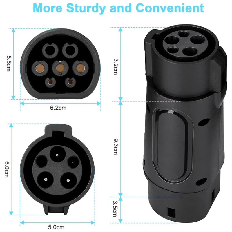 Type 1 to Type 2 EV Charging Adapter - T-Launch