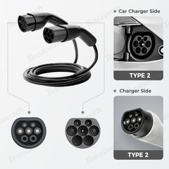 Type 2 Female to Male Plug IEC62196 Adapter Charging Station EV Charger Cable (Type 2 to Type 2 EV Charging Cable) - T-Launch