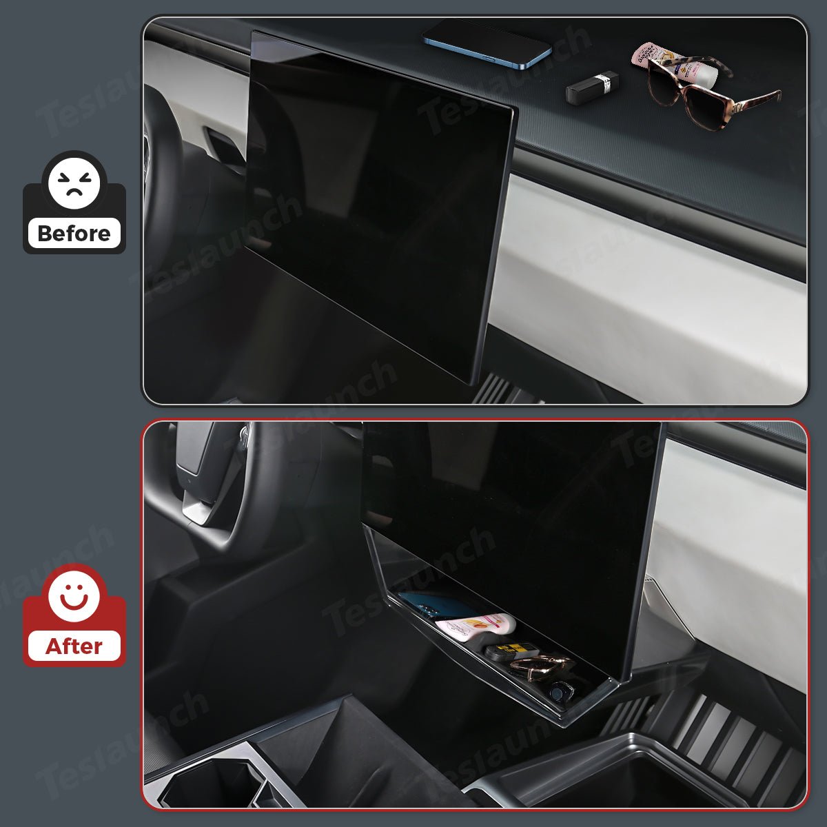 Under Central Control Screen Hidden Storage Box for Cybertruck - T-Launch