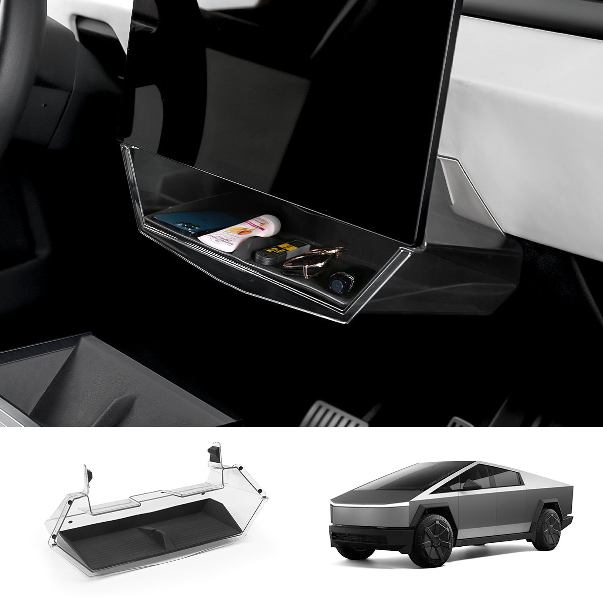Under Central Control Screen Hidden Storage Box for Cybertruck - T-Launch