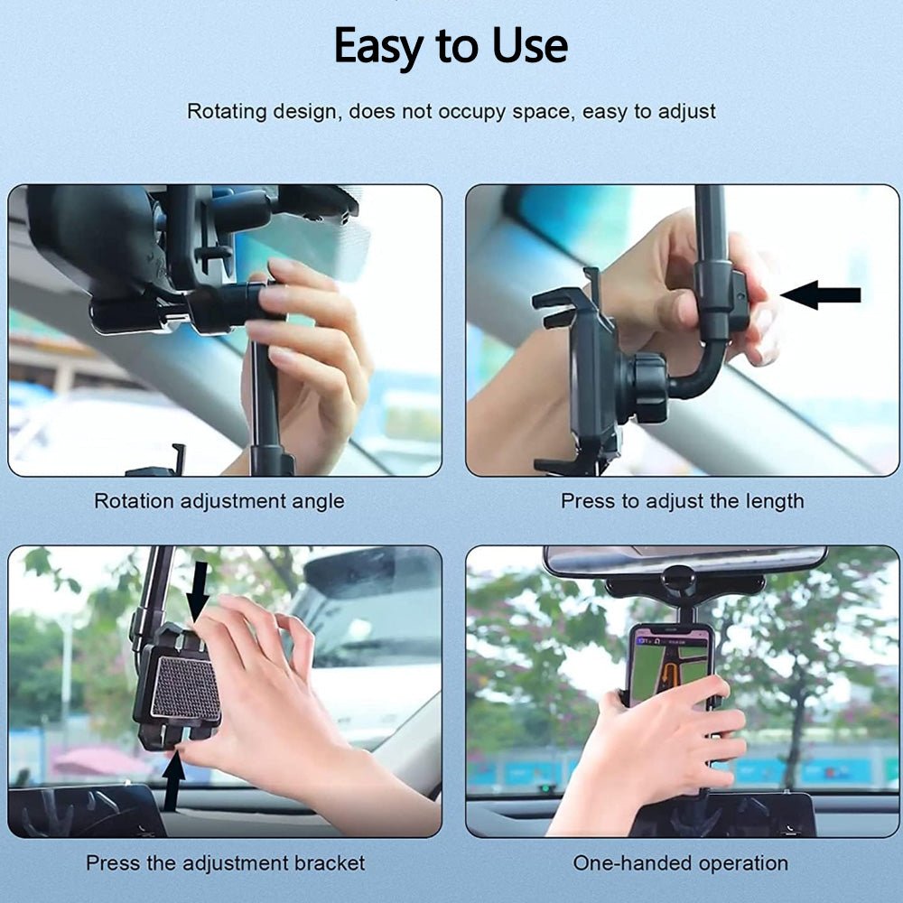 Universal Adjustable Rearview Mirror Phone Mount - T-Launch