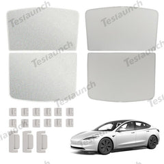 Upgrade Built-in Reflective Sunroof Sunshade for 2024+ Model 3 Highland - Lightweight Reflective Silver Coated Sun Visor - T-Launch