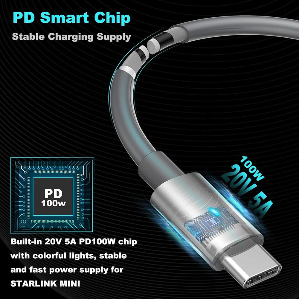 USB-C to DC Cable with LED Indicator for Starlink Mini - T-Launch