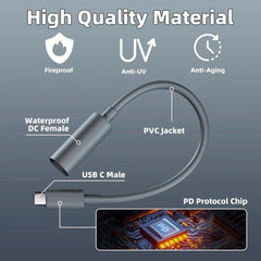 USB-C to DC Power Adapter Cable With PD Chip for Starlink Mini - T-Launch