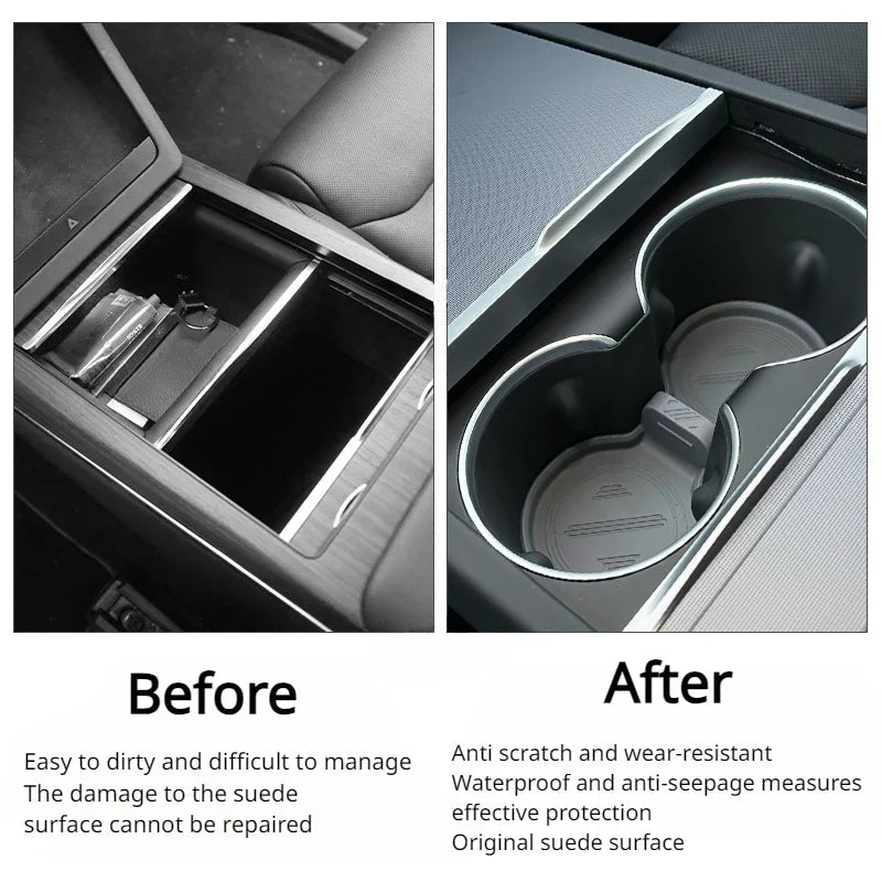 Water Cup Holder Storage Box Console TPE Silicone Holder Cup Holder Insert for Tesla Model Y Juniper 2025+ - T-Launch