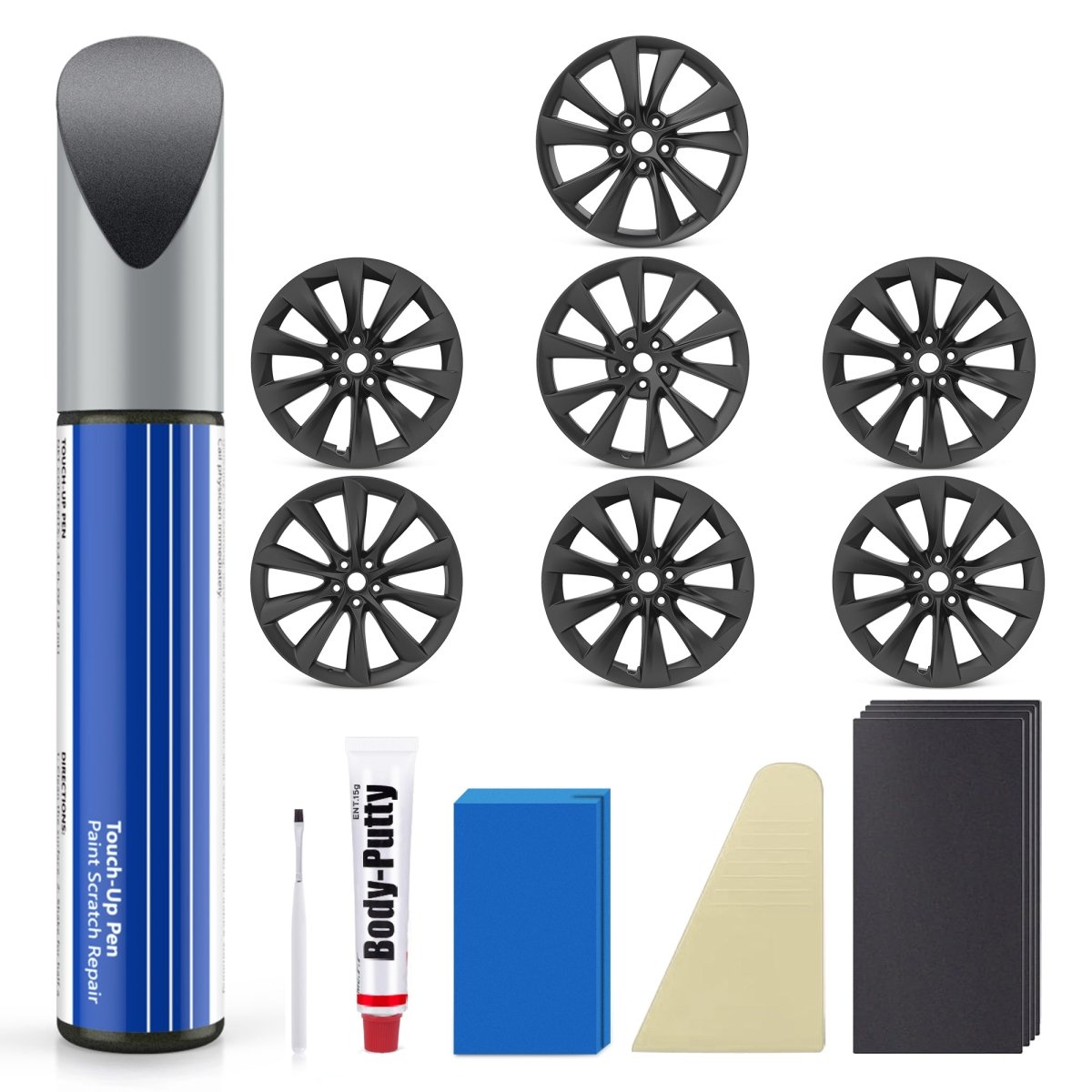 Wheel Rim Touch Up Paint Kit for Tesla Model 3/Y/S/X - DIY Curb Rash Repair with Color-Matched Paint - T-Launch