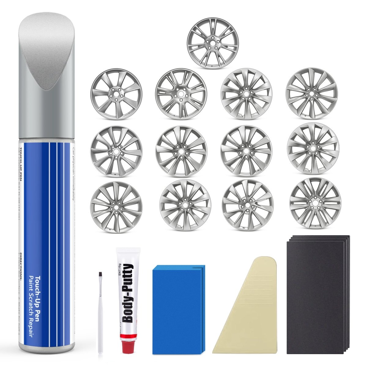 Wheel Rim Touch Up Paint Kit for Tesla Model 3/Y/S/X - DIY Curb Rash Repair with Color-Matched Paint - T-Launch