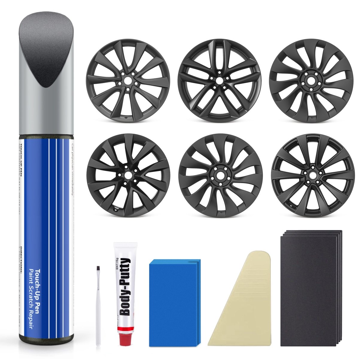 Wheel Rim Touch Up Paint Kit for Tesla Model 3/Y/S/X - DIY Curb Rash Repair with Color-Matched Paint - T-Launch