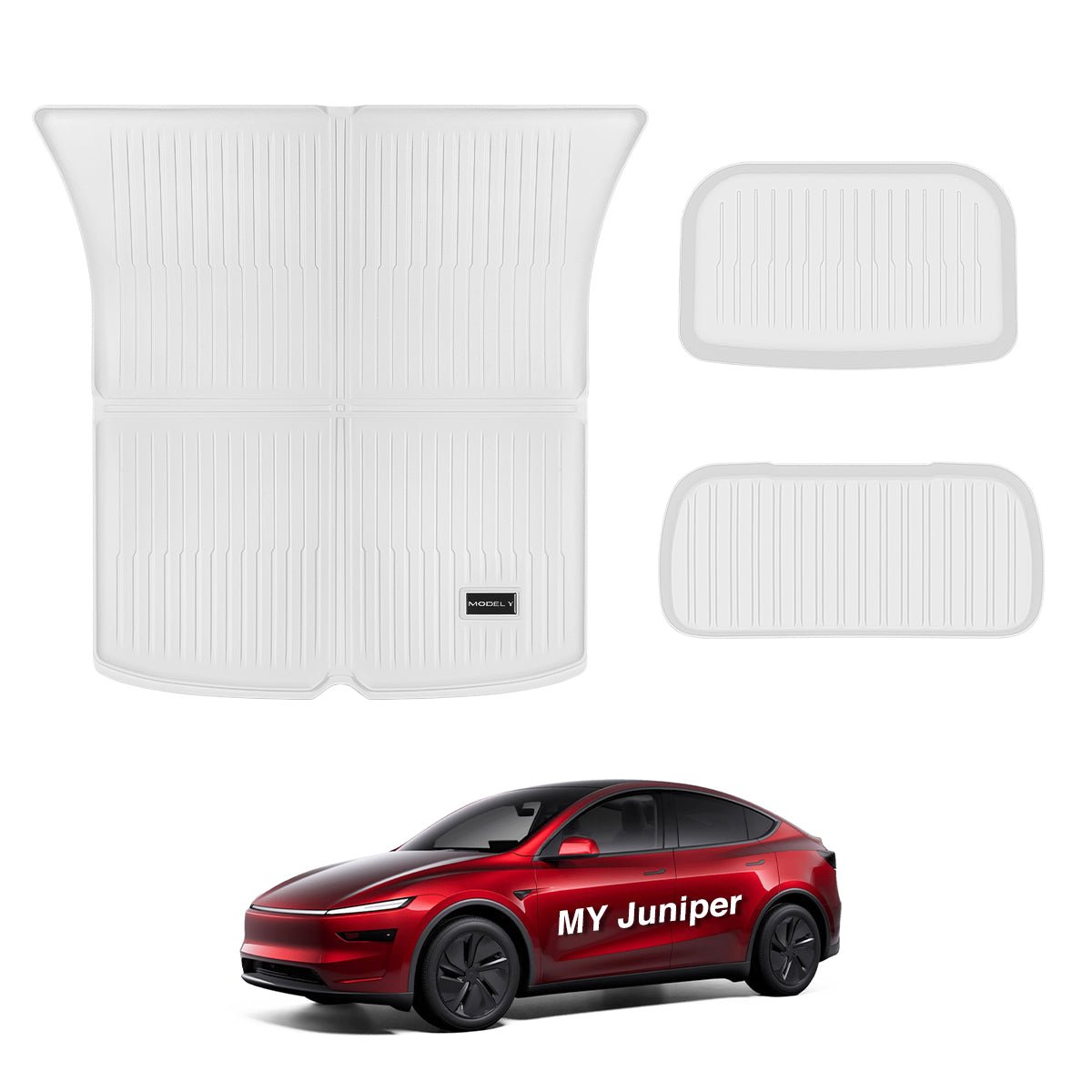 White All Weather TPE Interior Floor Mats Cargo Liners Set for Tesla Model Y Juniper 2025+ - T-Launch