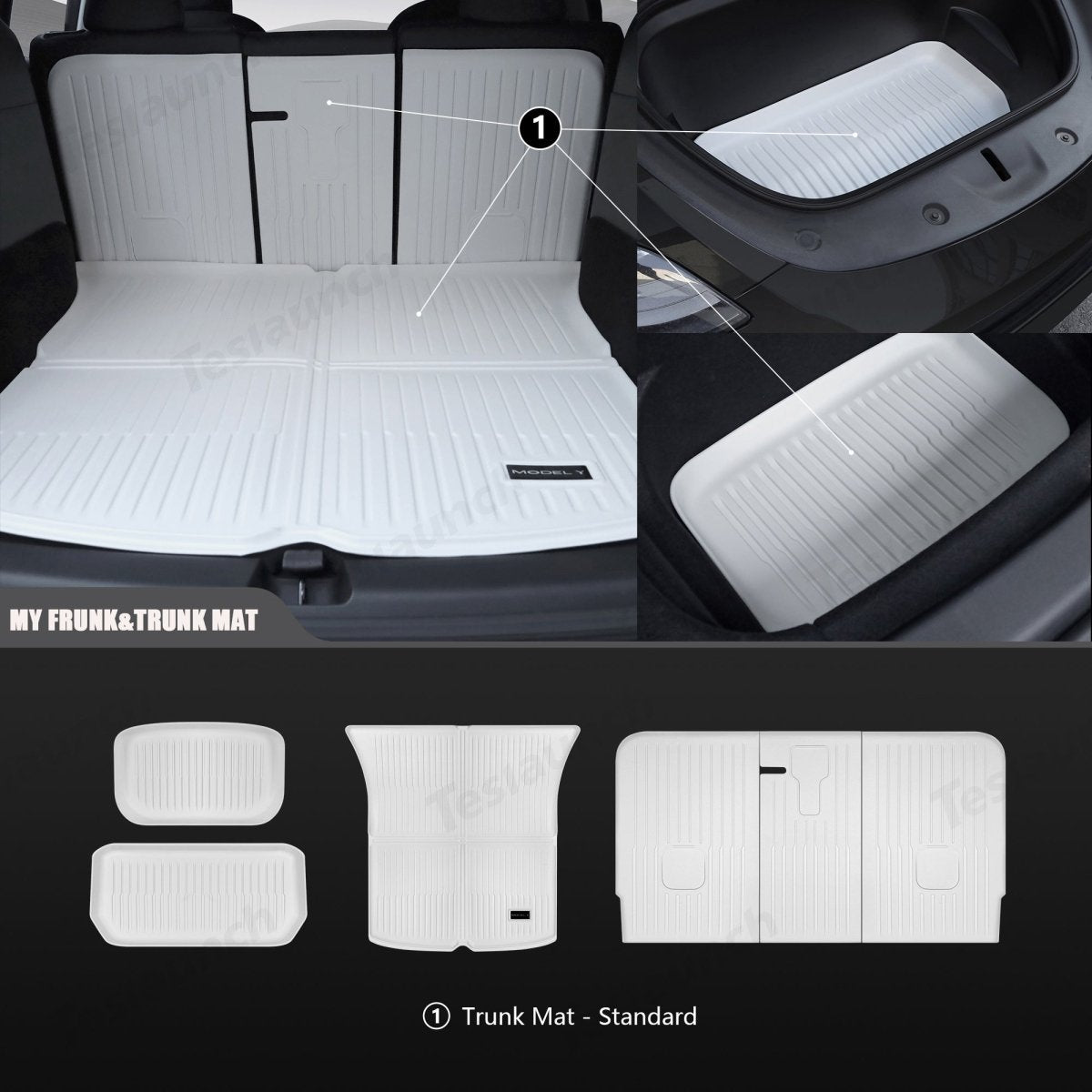 White TPE All Weather Floor Mat for Tesla Model 3/Y - T-Launch