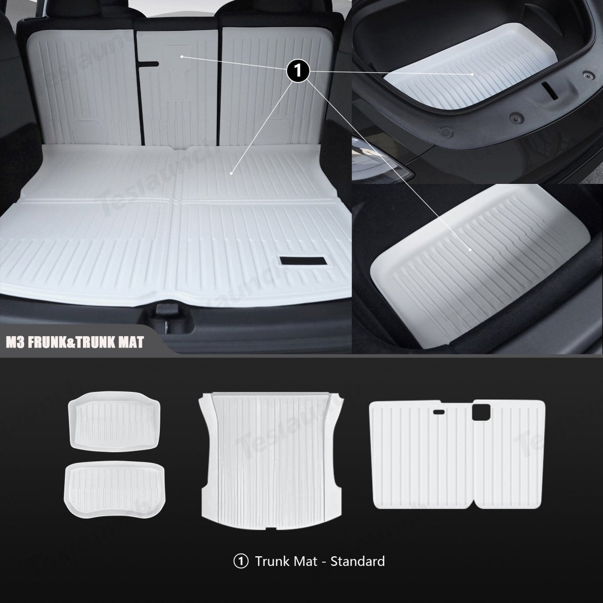 White TPE All Weather Floor Mat for Tesla Model 3/Y - T-Launch