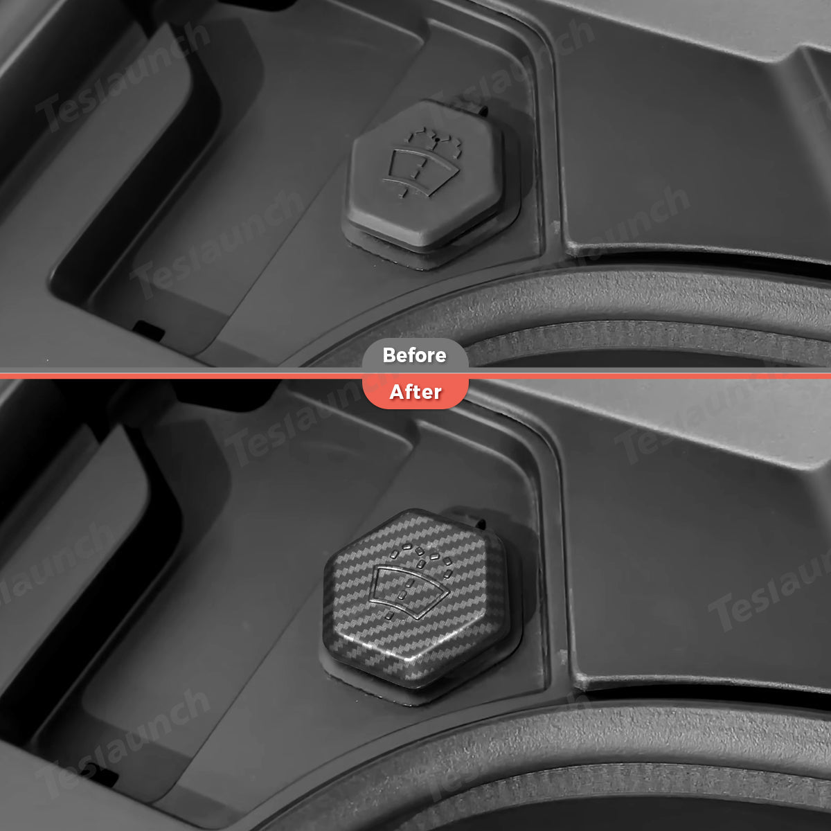 Windshield Washer Fluid Filler Cap Trim Cover (Carbon Fiber Pattern ABS) for Cybertruck - T-Launch