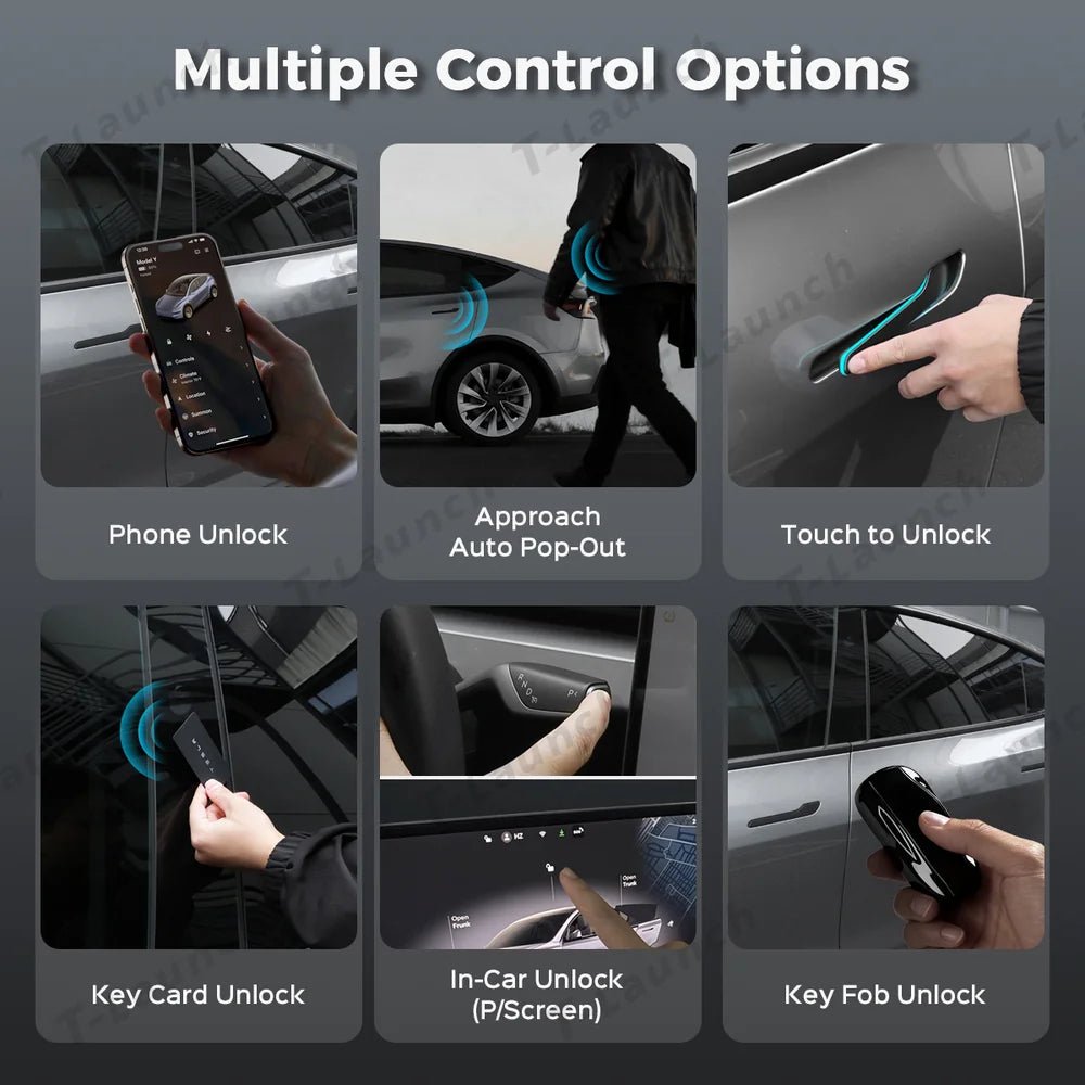 Wireless Auto Door Handle Upgrade Kit with Colorful LED Lights for Tesla Model 3/Y (2022+) - T-Launch