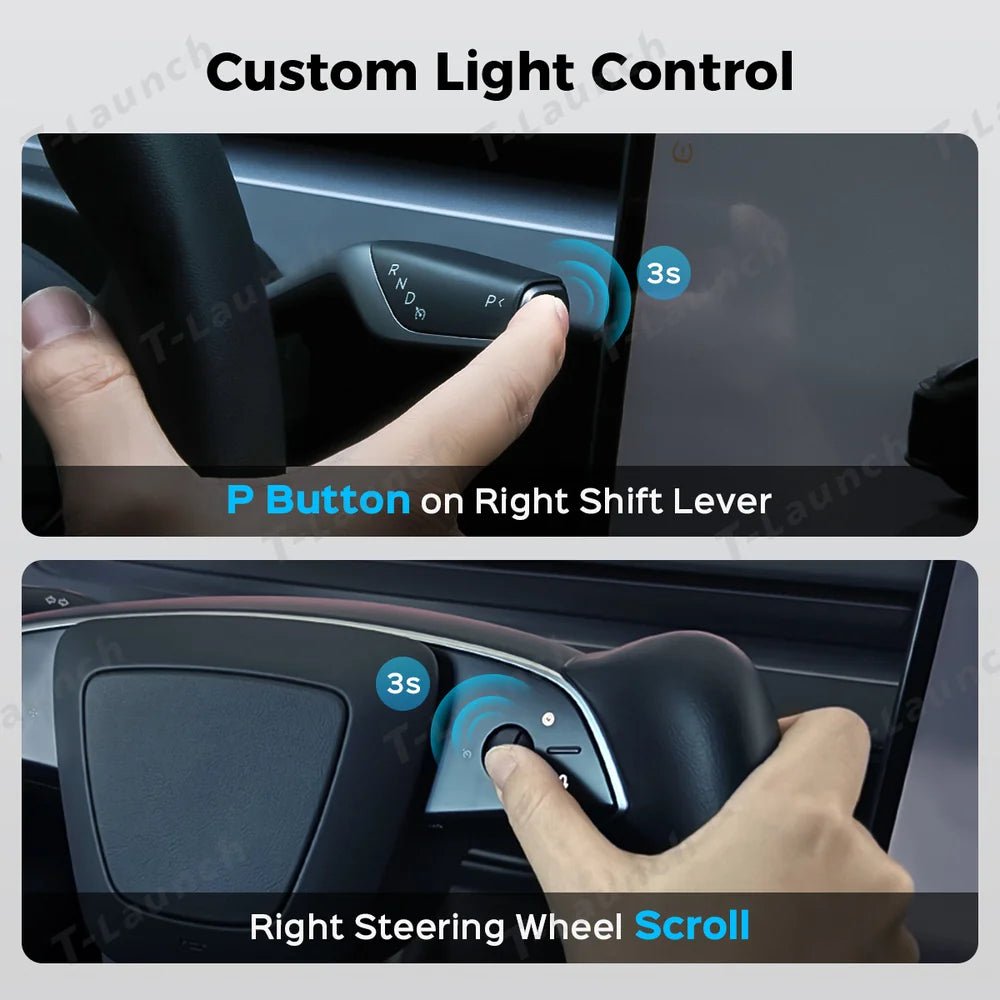 Wireless Auto Door Handle Upgrade Kit with Colorful LED Lights for Tesla Model 3/Y (2022+) - T-Launch