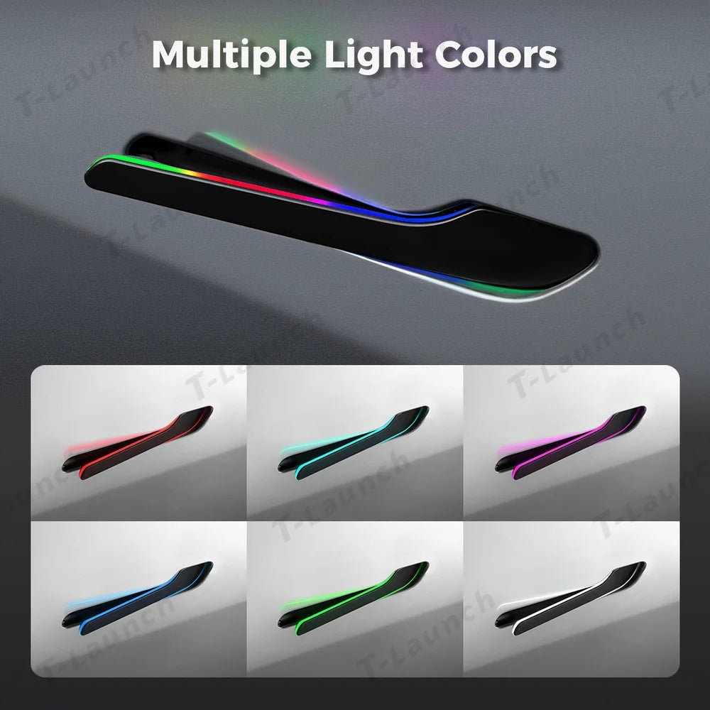 Wireless Auto Door Handle Upgrade Kit with Colorful LED Lights for Tesla Model 3/Y (2022+) - T-Launch