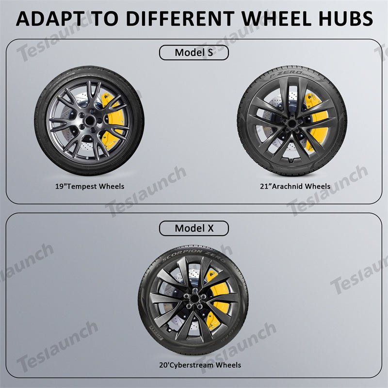 Yellow 2021-2026 Model S/X Brake Caliper Covers (4Pcs) for Tesla - T-Launch