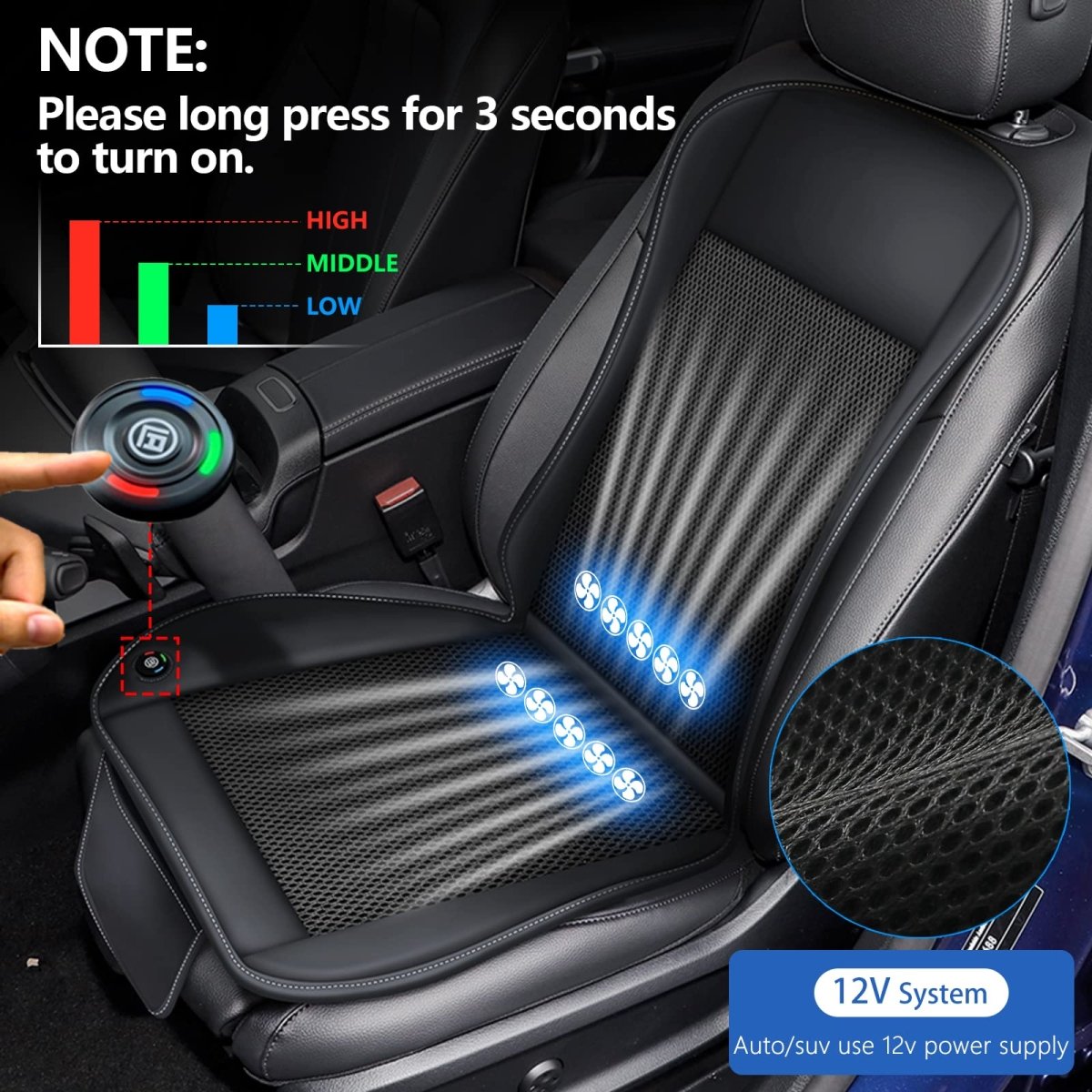 12V Automotive Cooling Seat Pad Breathable Chair Cushions Car Seat Cover - T-Launch