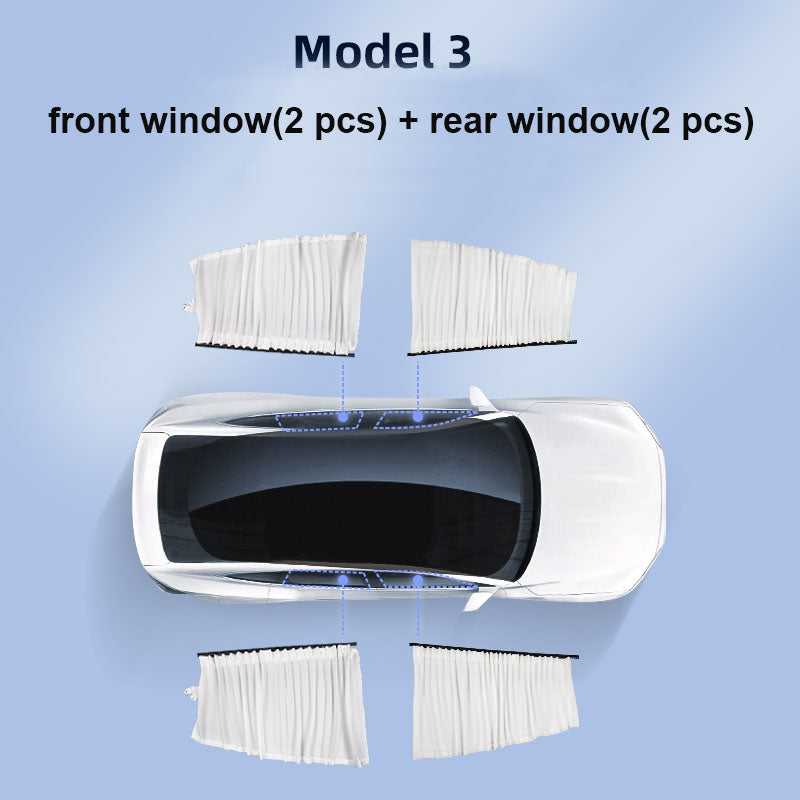 Tesla sidofönster spårrutschbana Sekretessgardin solskydd för modell 3/Y –  TESLAUNCH