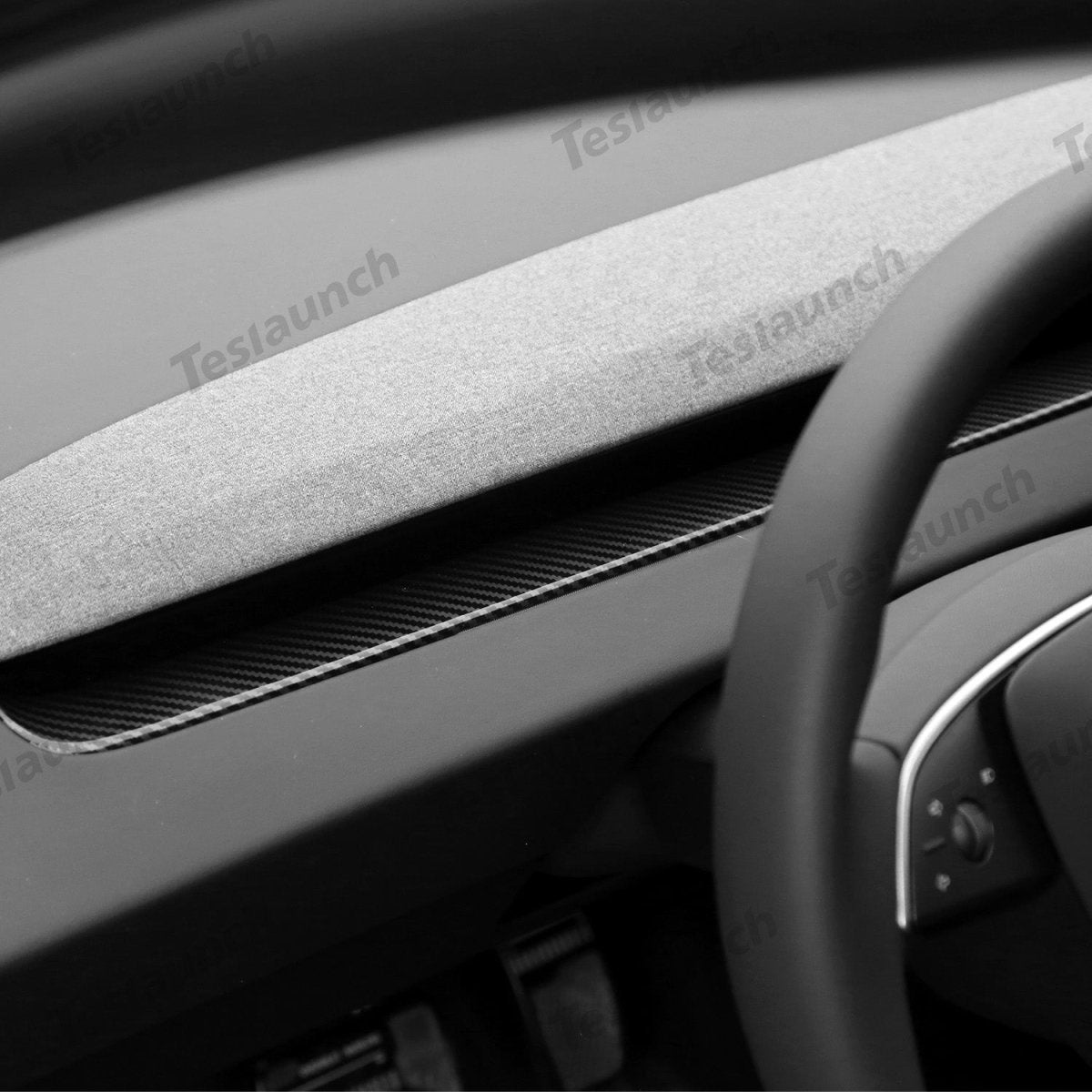 2024+ Model 3 Highland Dashboard Cover Segmented Long Decorative Strip (Carbon Fiber Pattern ABS) for Tesla - T-Launch