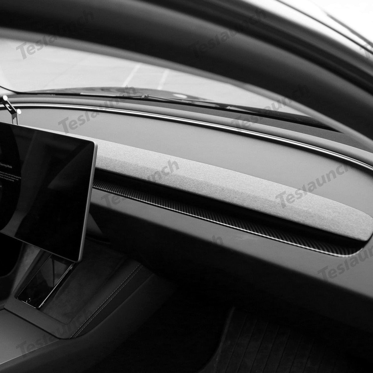 2024+ Model 3 Highland Dashboard Cover Segmented Long Decorative Strip (Carbon Fiber Pattern ABS) for Tesla - T-Launch