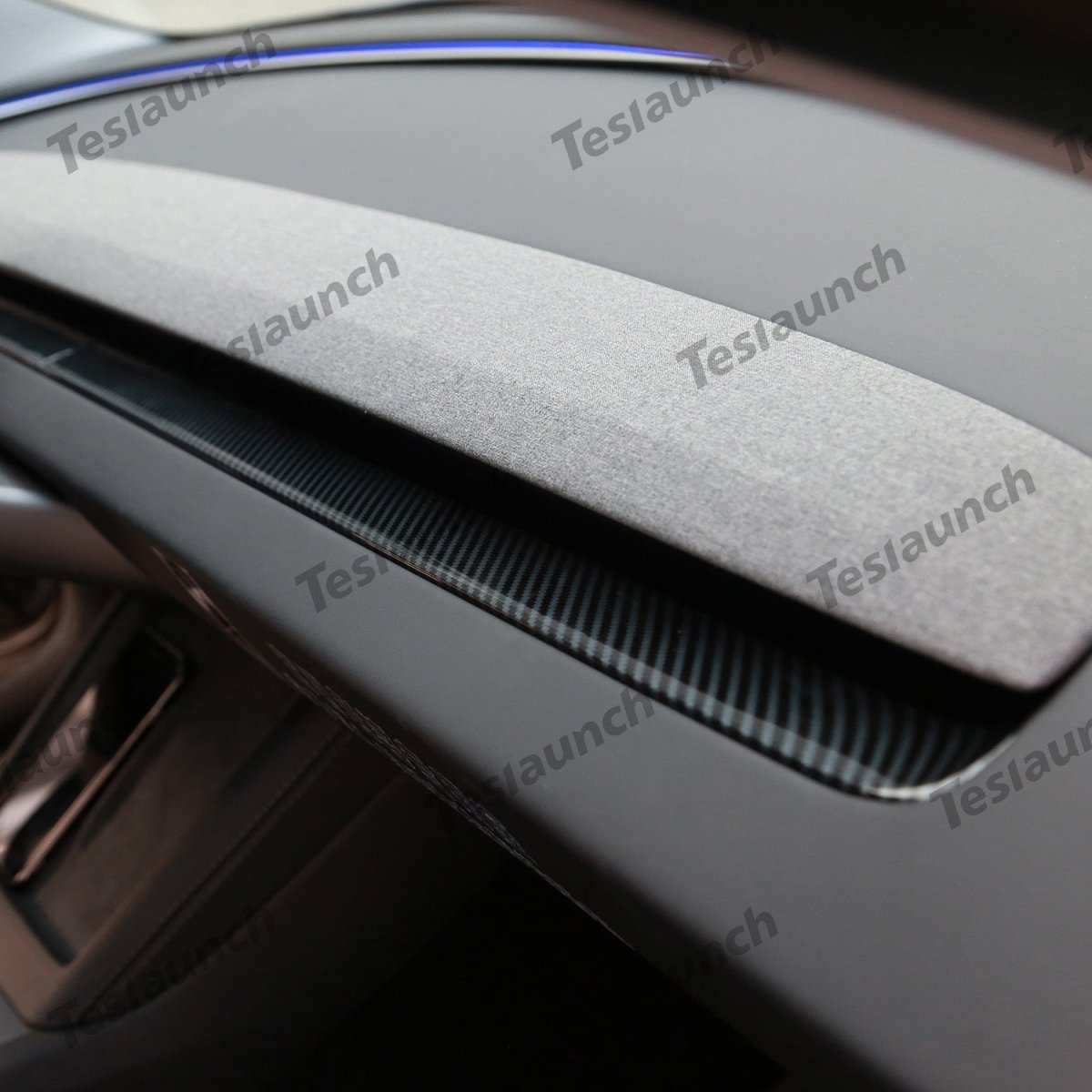 2024+ Model 3 Highland Dashboard Cover Segmented Long Decorative Strip (Carbon Fiber Pattern ABS) for Tesla - T-Launch