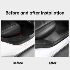 Tesla Model Y Built-in Door Sill Protector / Rear Inner Door Leather Pad Accessories (2 Pcs) (2020-2023) - TESLAUNCH